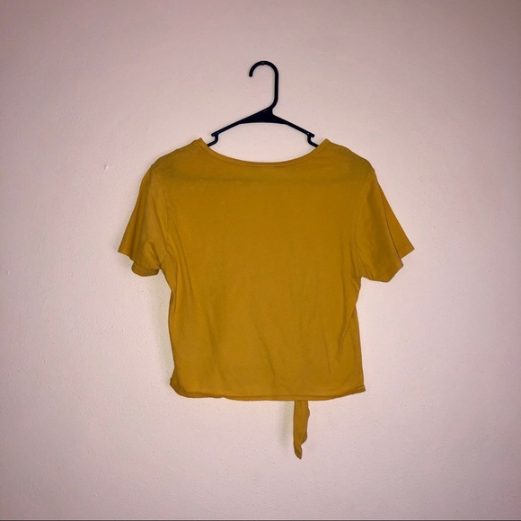 Mustard Yellow Tied Cropped Tee SMALL - Picture 3 of 4
